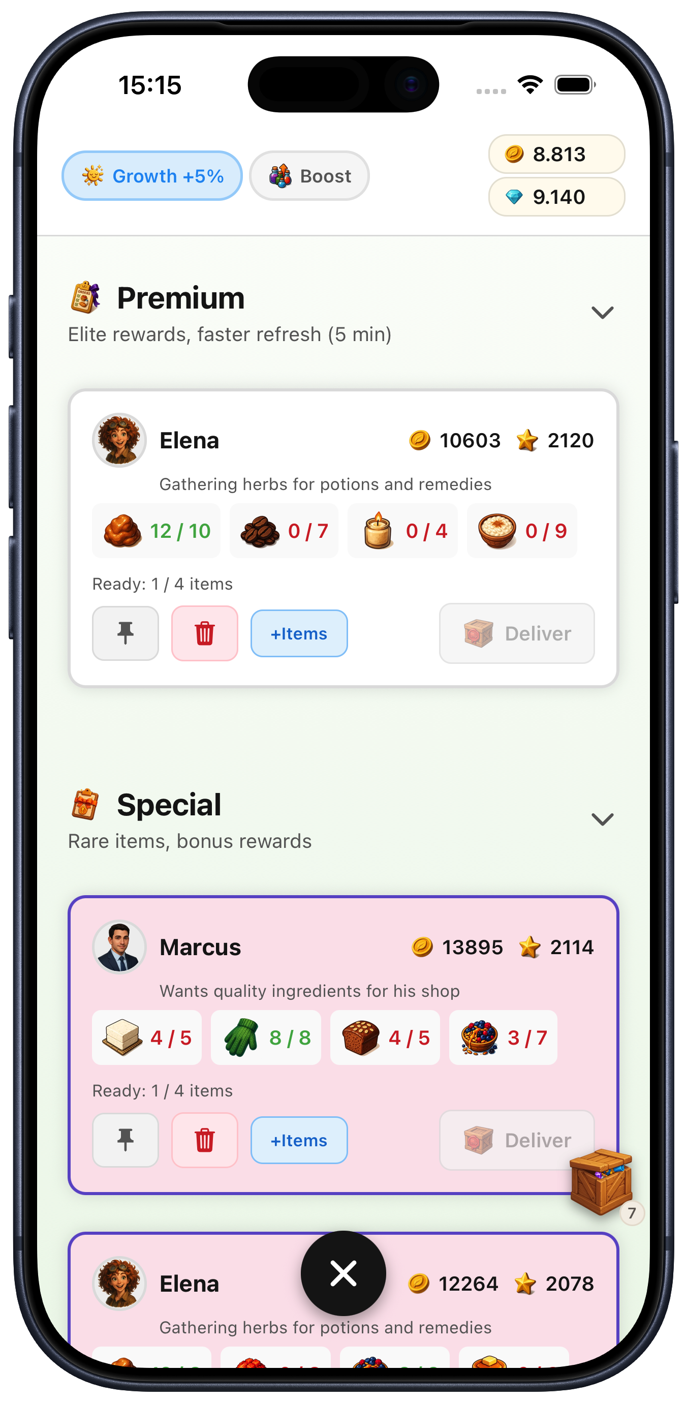 Order board with contracts