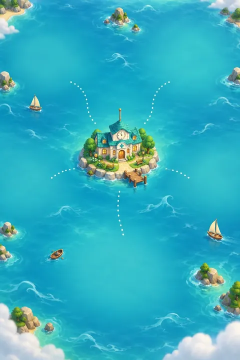 The Map: The hospital on its island, with the Islands for house calls around it.